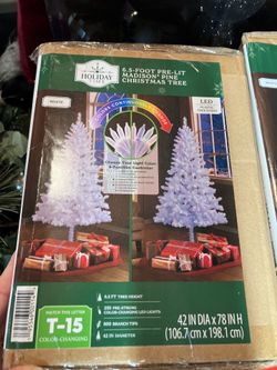 6.5 foot white Christmas tree color changing 8 light features new in box