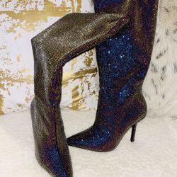 Beautiful Aldo Multi Colored Diamonds Boots 