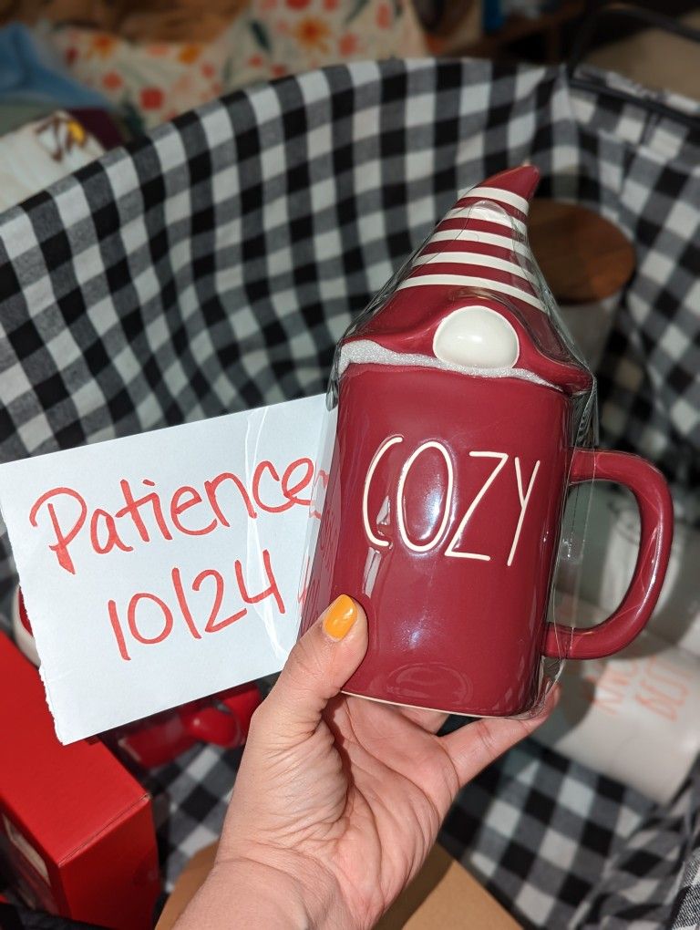 Rae Dunn COZY Gnome Striped Topper Mug