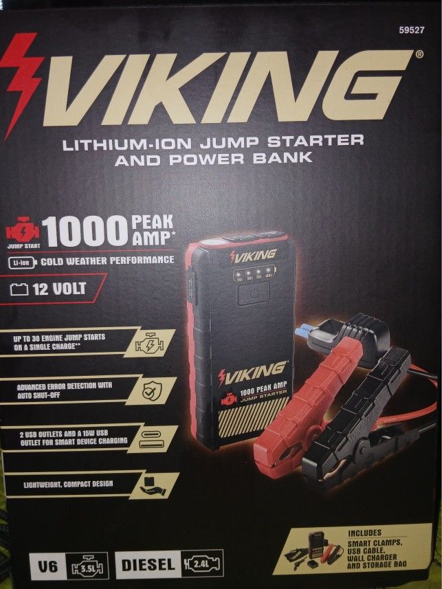 VIKING Brand Lithium-oin Jump Starter 1000 Peak Amp