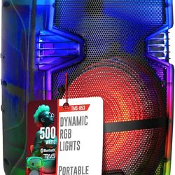 Crystal Clear Sound, Bright Party Lights, Portable & Easy to Use | 8" Rechargeable Bluetooth PA Karaoke Loud Party Speaker, 5-Hour Playtime | TWS, USB