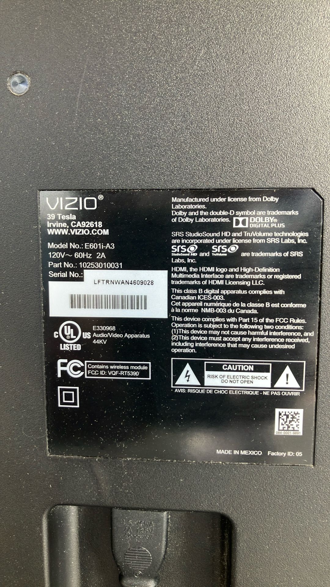 Old Vizio 65 In Tv