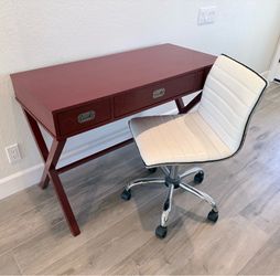 Red Wooden 3-Drawer Writer’s Desk + Adjustable Chair