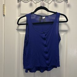 Blue Button Down Tank