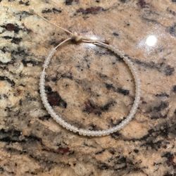 Shiny White Seed Bead Adjustable Bracelet 