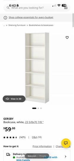 Tall white bookshelf