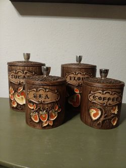 70's Era Treasurecraft 8-pc Ceramic Canisters