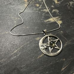 Designed By Me! Celestial Necklace With Citrine Crystal Centered In A 925 Silver Pendant Placed On An Italy 925 Silver chain