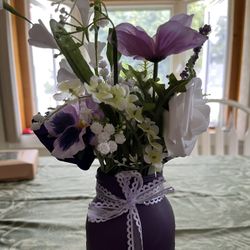 Purple Or White Mason Jar Centerpieces 