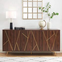 EMSB05-DW-2 EDYO LIVING 63" Mid-Century Modern Sideboard Buffet Cabinet, Credenza Storage Cabinet, Wood Accent Cabinet, Media Console for L