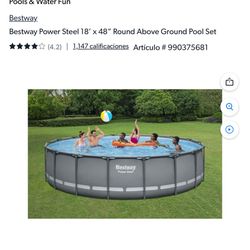 Bestway Power Steel 18' x 48" Round Above Ground Pool Set New In box