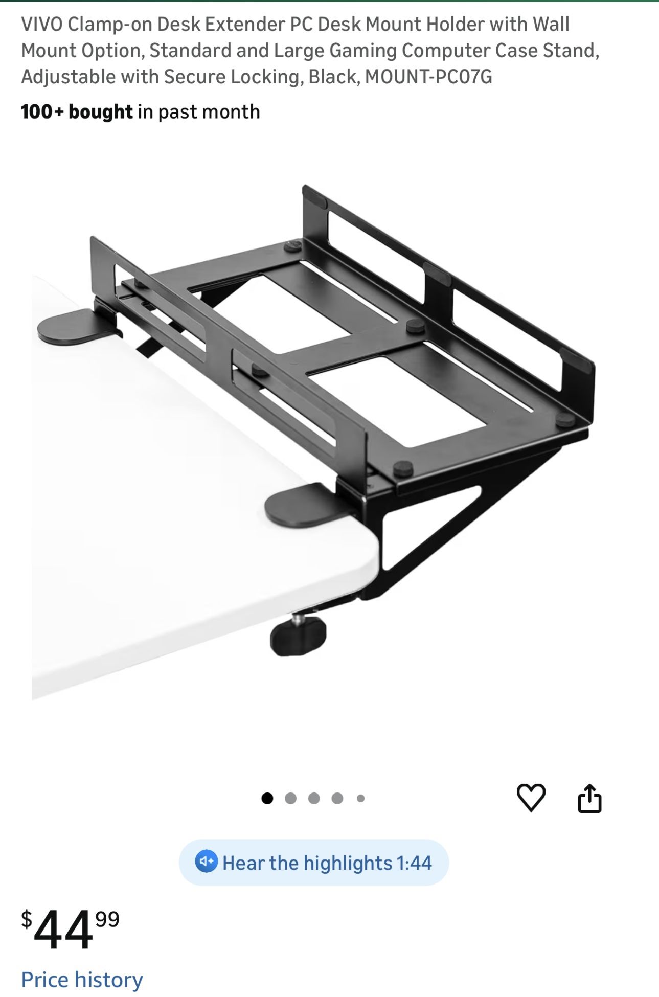 VIVO Clamp-on Desk Extender PC Desk Mount Holder with Wall Mount Option