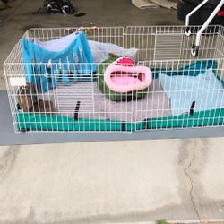 Full Guinea Pig Cage - And Guinea felt Bedding  