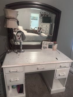 Farmhouse Vanity / Desk with Large Mirror