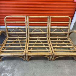 Mid Century Modern Rattan Hollywood Regency Three-Strand Set