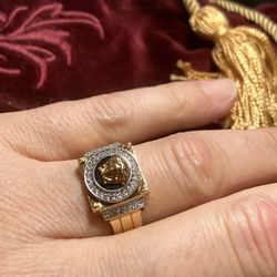 Mens Versace Ring 14k Gold 38 Diamonds