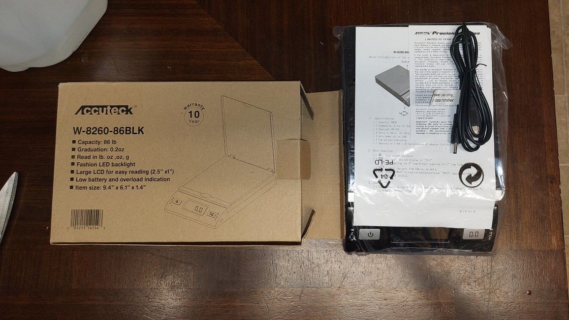 Accuteck Digital Postal Scale 86Lb. Capacity W-8260-86BLK No Batteries