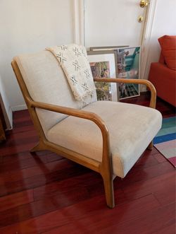 Mid century wood/upholstered armchair