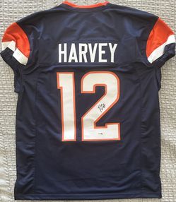 RJ Harvey Signed Denver Broncos Custom Pro Style Jersey JSA