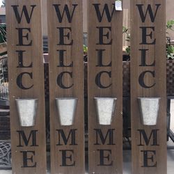 Farmhouse Galvanized Planter Wood Porch Sign Home Decor -$35 Each