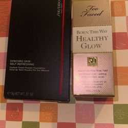 Shiseido Finish Powder Foundation Shade 510 Suede And Too Faced Born This Way Healthy Glow Skin Tint Shade Butter Pecan Bundle 