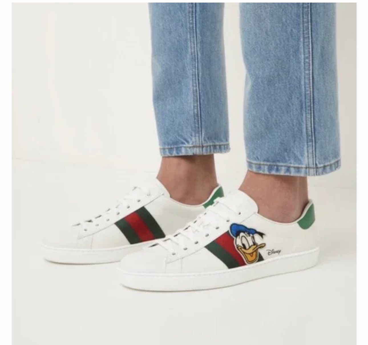  GUCCI DISNEY Ace Leather Donald Duck WEB Signature Sneakers