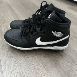 Air Jordan 1 Retro Metal Black/White Baseball Cleats Men’s Size 9