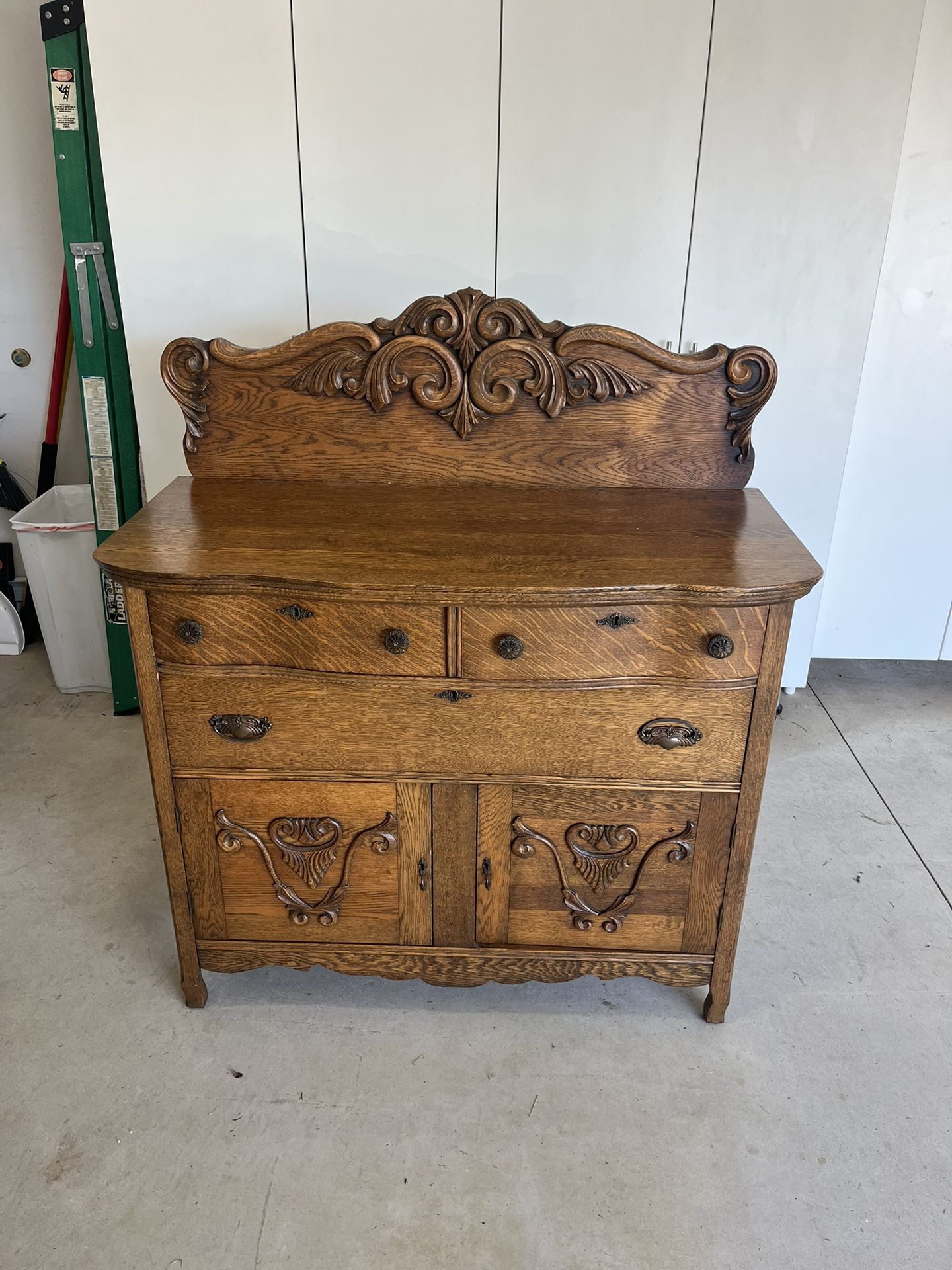 Antique Tiger Oak Buffet Sideboard / On Sale Now