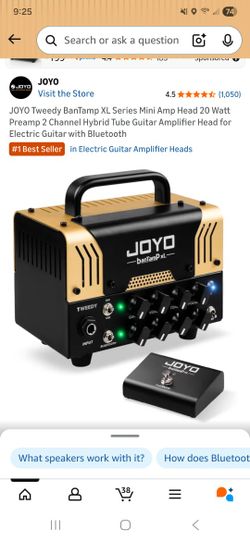 JOYO Tweedy BanTamp XL Series Mini Amp Head 20 Watt Preamp 2 Channel Hybrid Tube Guitar Amplifier Head for Electric Guitar with Bluetooth