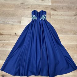 Blue Blondie Lite Strapless Prom Dress Sequin Side Size 1 