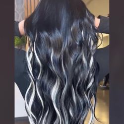 New 6 Pack of 22” White Synthetic Clip In Hair Extensions