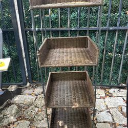 4 Shelf Wicker Tower