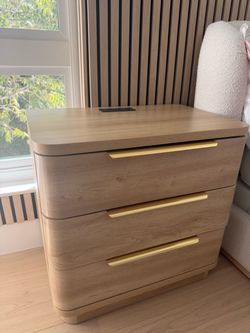 2 New Wood Nightstands with built in outlets