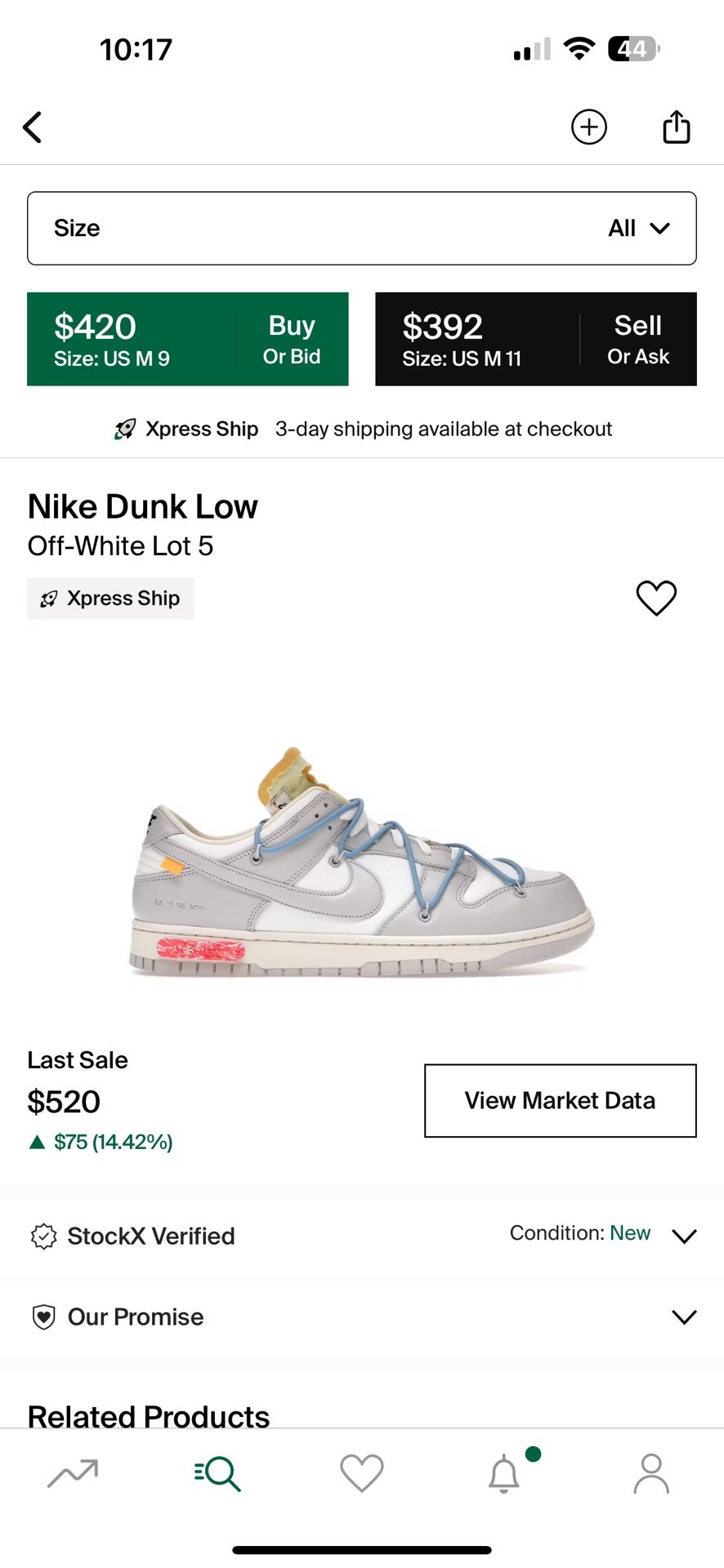 Nike Dunk Low Off White Lot #5
