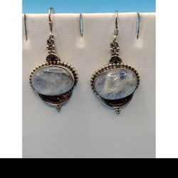 Sterling Silver Mexico Style Moonstone Earrings