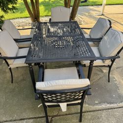 Rectangular Patio Dining Table Set With 6 Chairs