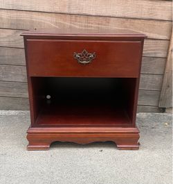 Brown Wood Nightstand with Drawer
