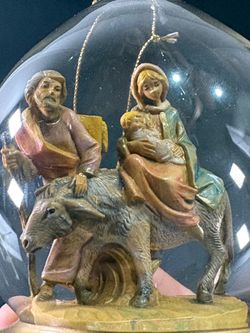 Fontanini 1992 Flight to Egypt Nativity Glass Dome Ornament Dep Italy 560