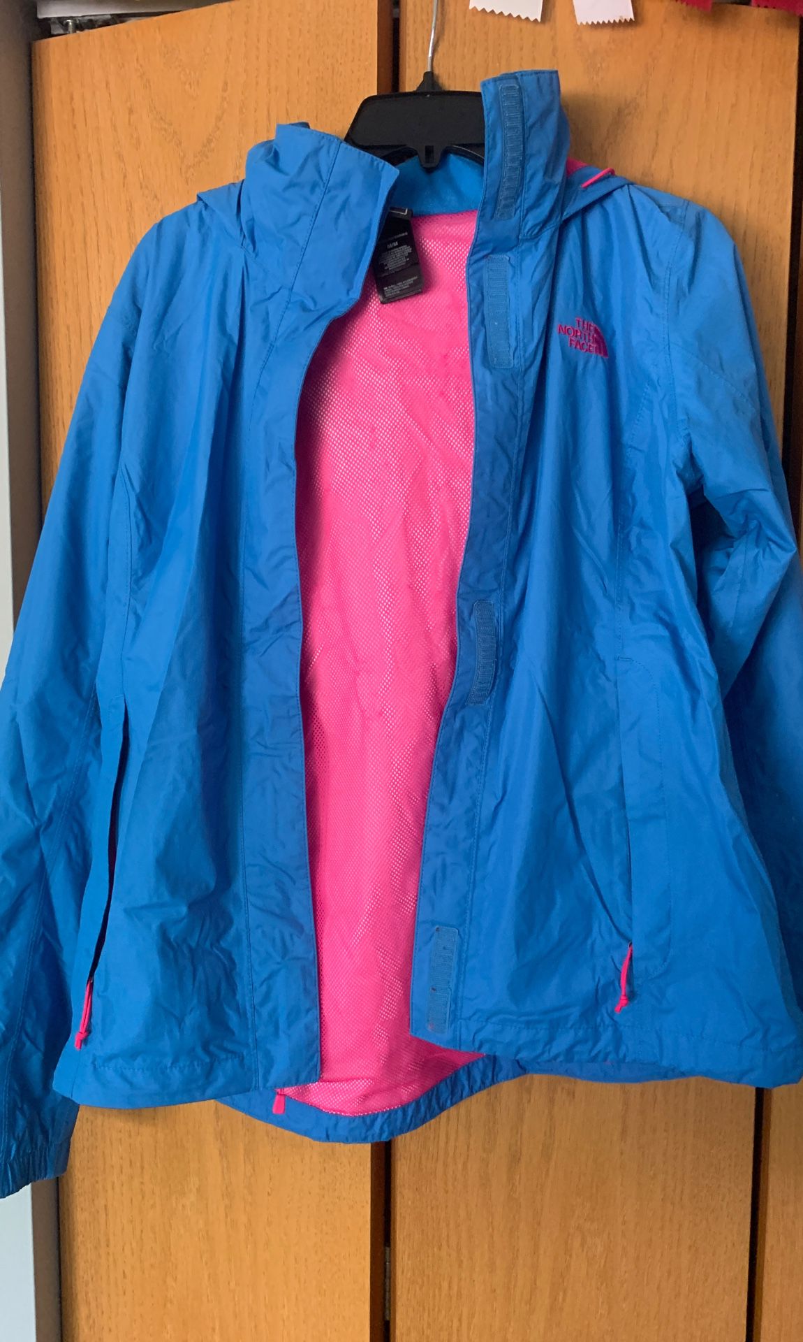 Blue North Face rain jacket