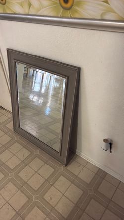 Rectangular Wall Mirror with Gray Frame