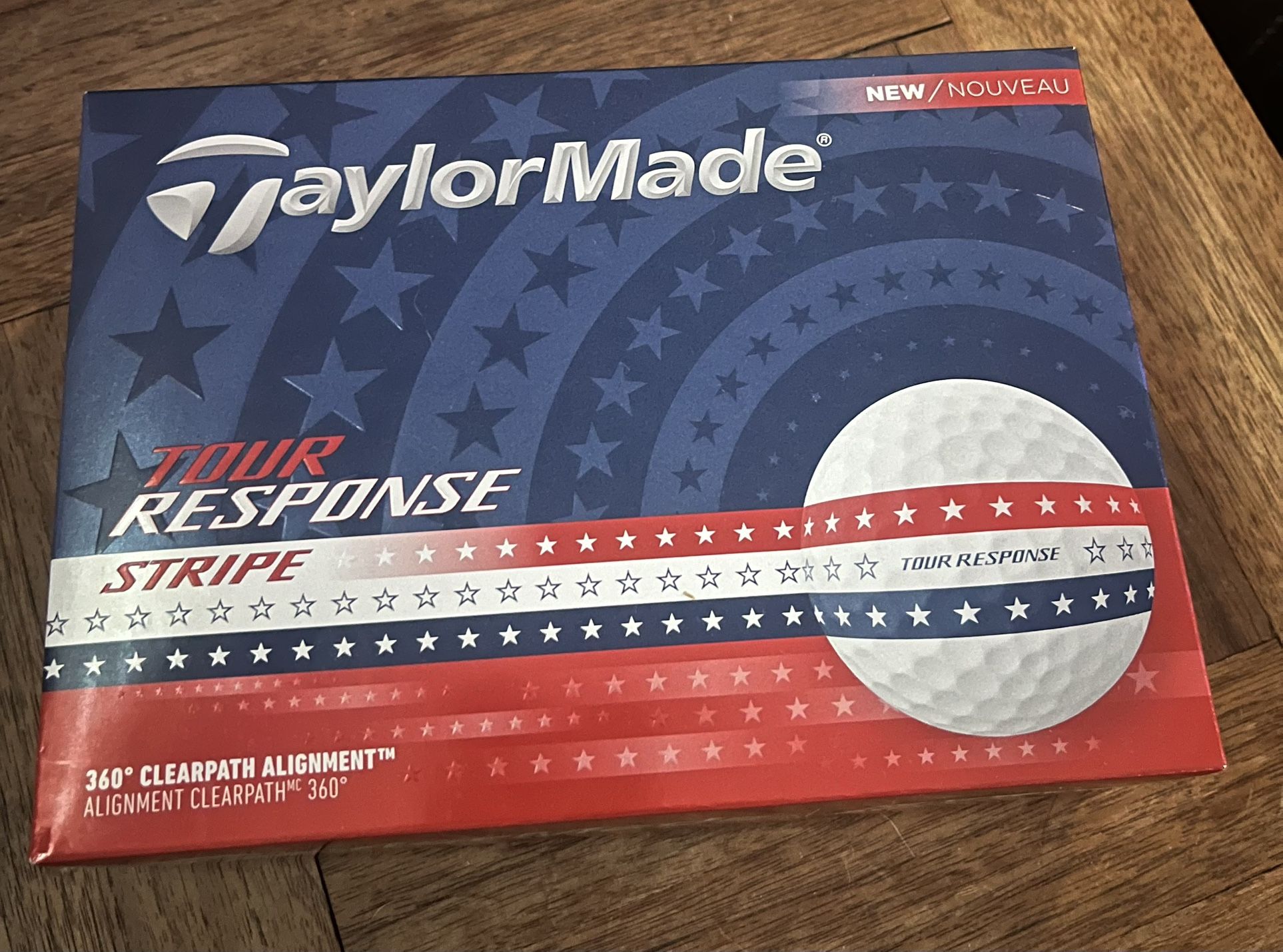 TaylorMade Tour Response Stripe Red/White/Blue Golf Balls - 1 Dozen - New 2025 - USA