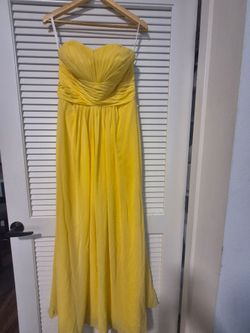 Yellow Chaffon Floor Length Pleated Dress