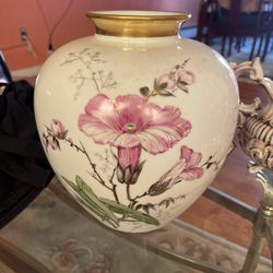 Large Porcelain Gold Trim Vase Posenthal Kunstabteilung Handgemalt