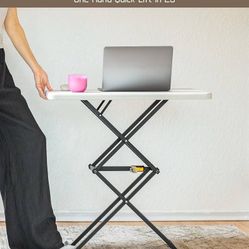 28 inch Quick Pop Up Table, One-Handed Height Adjustment, 3 Heights, No Assembly, Multi-Functional Personal Folding Table, TV Tray, Portabl