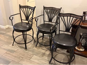 Leather and Steel Chocolate Brown Stools