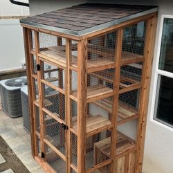 NEW CEDAR WOOD CATIO - Custom Made w/ Care & High Quality Materials, Beautiful, Safe & Fun Outdoor Space For Cats - 1k & Up