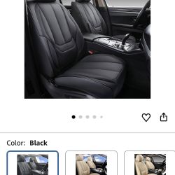 Coverado Seat Covers Full Set, Black Seat Covers for Cars 5 Seats, Car Seat Protector, Waterproof Nappa Leather Car Seat Cushion, Front and Rear Car S