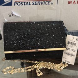 Sparkly clutch purse with chain handle