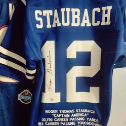 Sighed Custom Roger Staubach Stat Jersey 