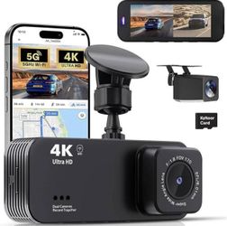 Brand New 4K Front & Rear Dash Cam for Car | Built-in WiFi | Night Vision | Parking Monitor | Dual C